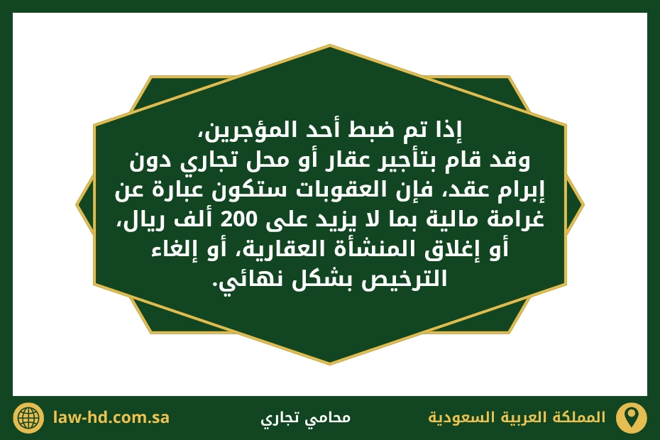 مخالفات عقود الإيجار التجارية في السعودية