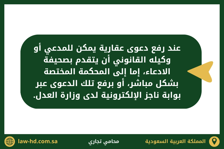 اجراءات رفع دعوى عقارية في السعودية